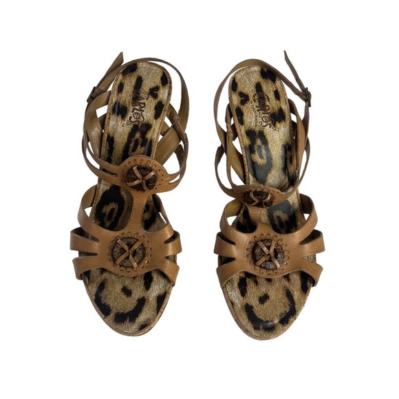 Carlos By Carlos Santana Sandals Leather Cork Heels Strappy Womens 9.5 M - Picture 5 of 9